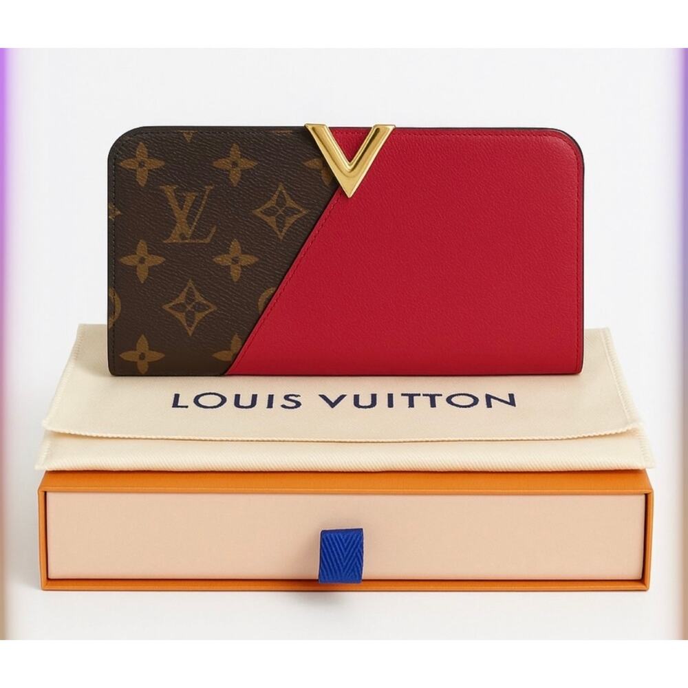 Louis Vuitton Monogram Canvas Cerise Leather Kimono Wallet Discontinued Style